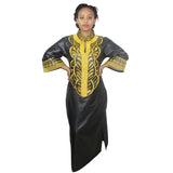 Women dashiki soft embroidery long dress