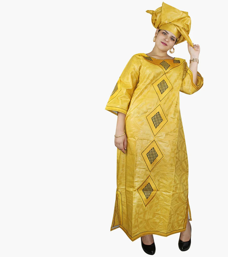 New African Bazin Embroidery Design Dress