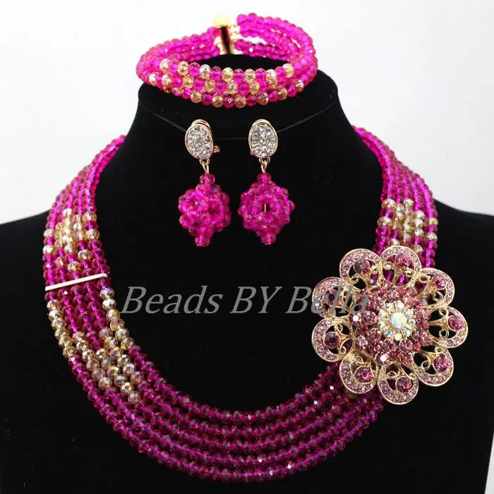 New Fashion Fushia Pink Women Stylish Crystal Jewelry Accessories