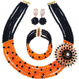 New Crystal Beaded Nigerian Wedding African Beads Jewelry Set