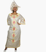 New African Bazin Embroidery Design Dress