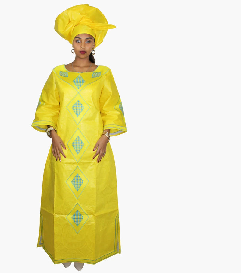 New African Bazin Embroidery Design Dress