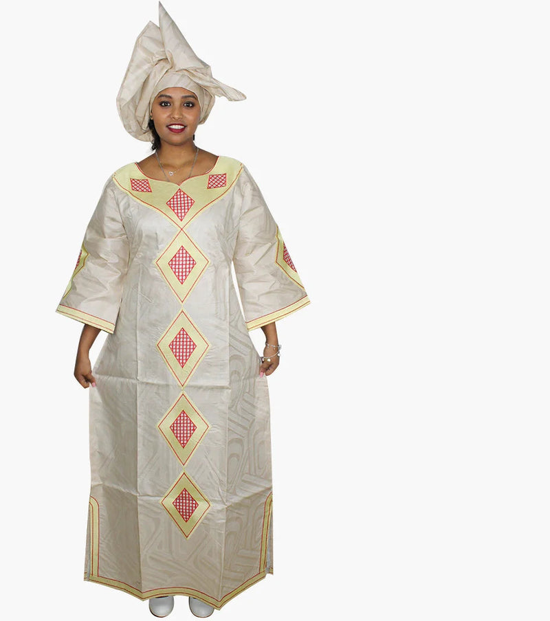 New African Bazin Embroidery Design Dress