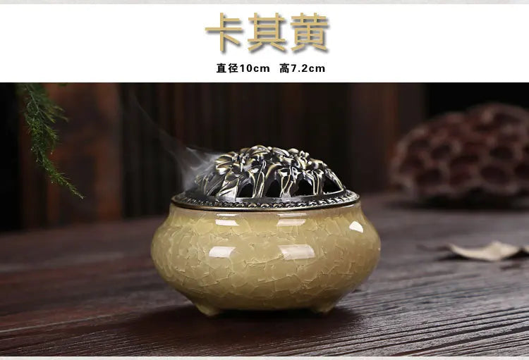 Ice Crack Ceramic Disc Incense Burner