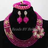 New Fashion Fushia Pink Women Stylish Crystal Jewelry Accessories