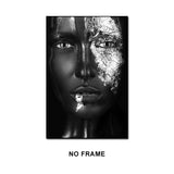 Black Woman Silver Foil Canvas Art Poster