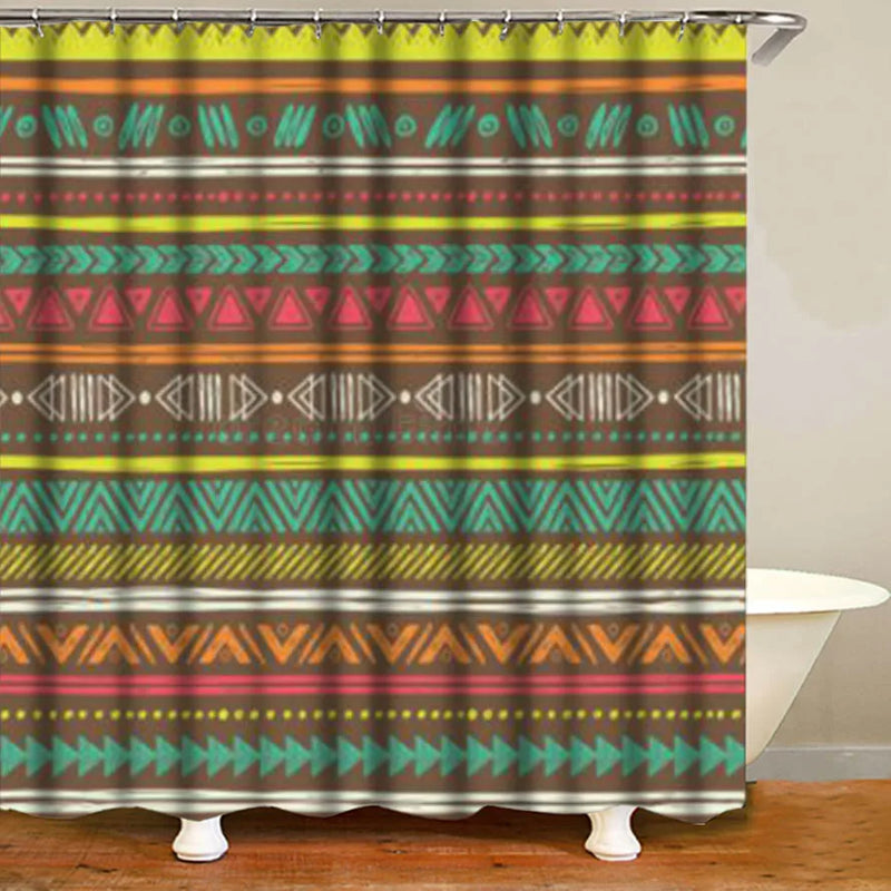 Ethnic Tribal Bohemian Geometric Bathroom Shower Curtain Set