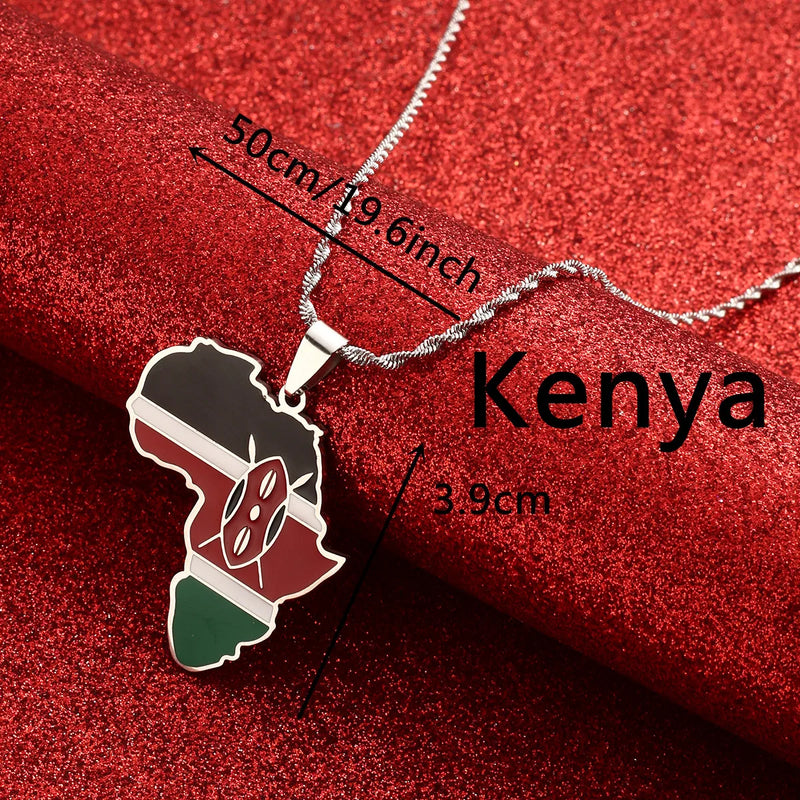 Africa Ghana Nigeria Congo Sudan Somalia Kenya Zambia Liberia Algeria Pendant Necklace