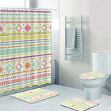 Ethnic Tribal Bohemian Geometric Bathroom Shower Curtain Set