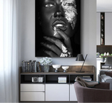 Black Woman Silver Foil Canvas Art Poster