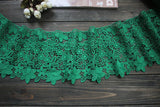 18CM Wide Exquisite Green Flowers Embroidery Cotton Fabric Lace