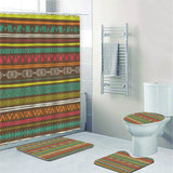 Ethnic Tribal Bohemian Geometric Bathroom Shower Curtain Set