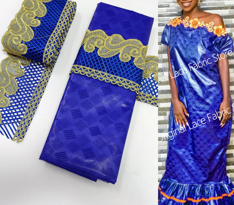 New White And Gold African Lace Fabric