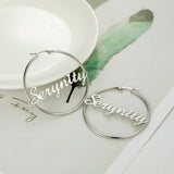 New Stainless Steel Personalized Customize Name Hoop Earrings Jewelry