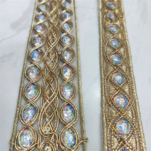 2.5/4.5 cm Width Colorful Sequins Gold thread Lace