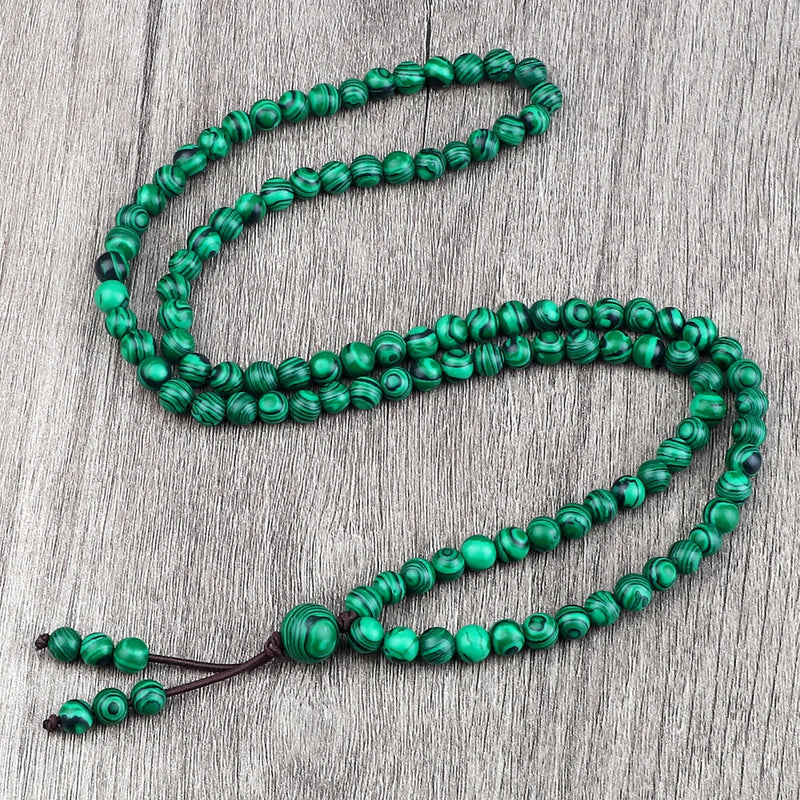 New Natural Green Malachite Stone Beaded Strech Prayer Bracelet