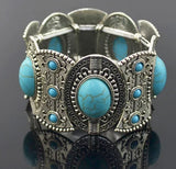 Tribal Ethnic Bohemian Vintage Metal Stone Coin Bracelet