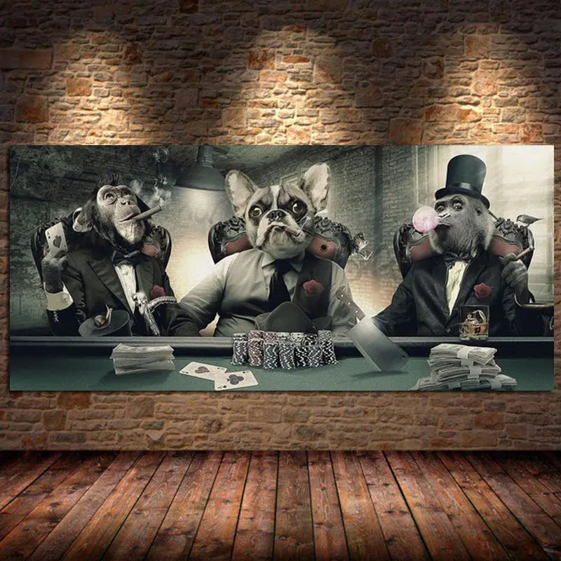 Modern Smoking Glasses Hip Hop Monkey Canvas Painting Large Poster