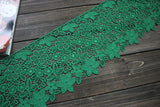 18CM Wide Exquisite Green Flowers Embroidery Cotton Fabric Lace