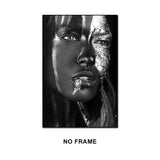 Black Woman Silver Foil Canvas Art Poster