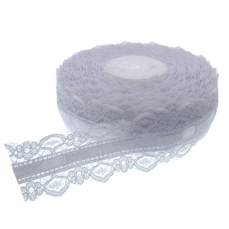 1Roll 20yards 1" White lace ribbon satin ribbon