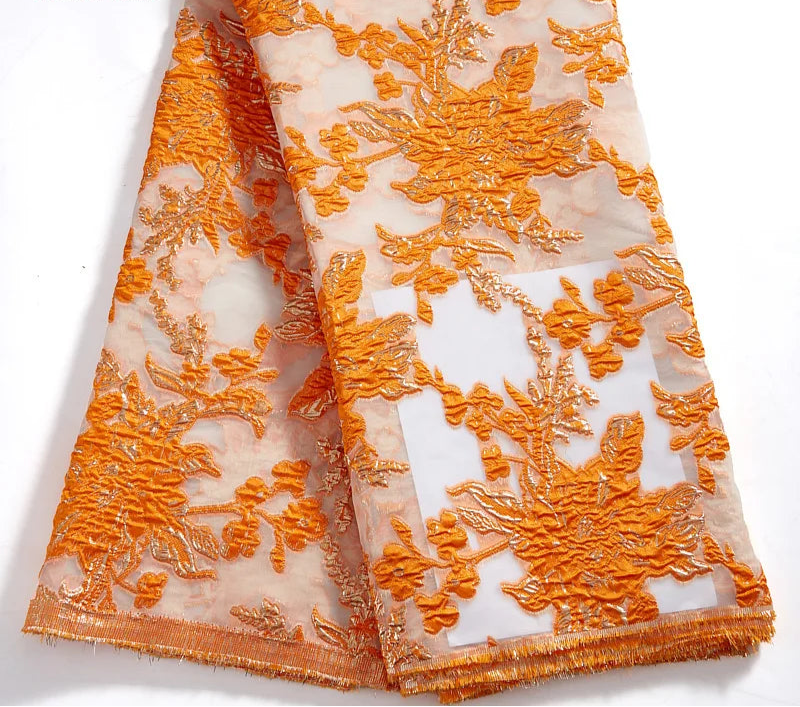 Satin Nigerian Brocade Gild Jacquard Lace Fabric