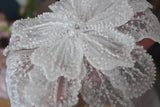 White Multi-layer Lace Sequin Studded 3D Flower