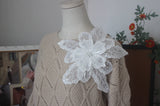 White Multi-layer Lace Sequin Studded 3D Flower