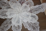 White Multi-layer Lace Sequin Studded 3D Flower