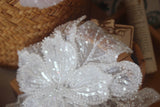 White Multi-layer Lace Sequin Studded 3D Flower