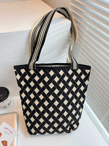 New Fashion Color Contrast Geometric Stain Resistant Bucket Bag