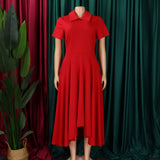 Women Pleated A Line Short Sleeves Dresses