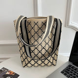 New Fashion Color Contrast Geometric Stain Resistant Bucket Bag