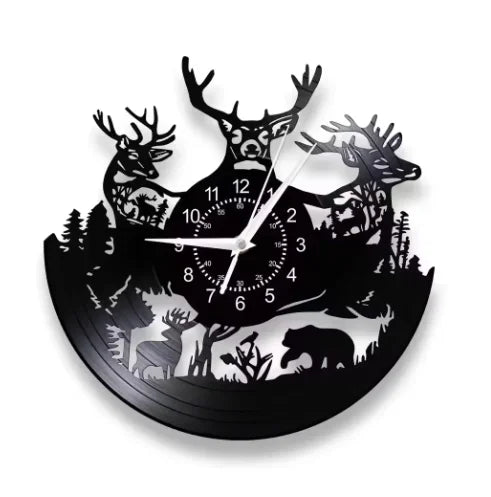 New Forest Deer Vinyl Record Wall Clock Remote Control Art