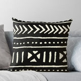 African mud cloth black and white Throw Pillow