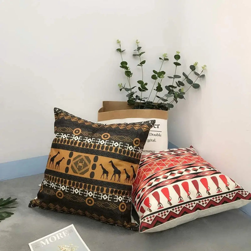 New African Ethnic Style Linen Cushion Cover