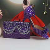 New arrival Purple Pearl Bridal shoes and Bag Set