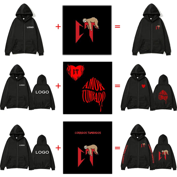 New Customized Printed Zipper Up Hoodie