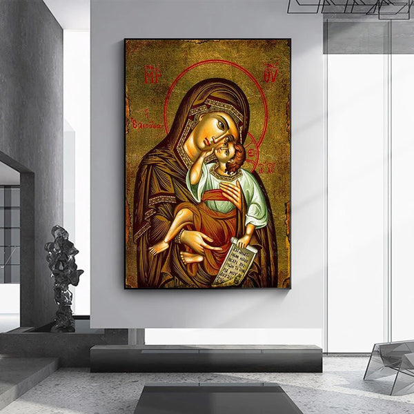 Mother Of God Byzantine Orthodox Religious Canvas Wall Art