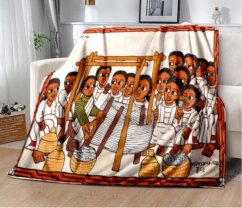 New Cartoon Africa Ethiopian Painting Art Blanket