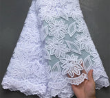 High Quality Nigerian White Mesh Embroidery Lace Fabric