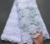 New White Sequins Mesh Lace Fabrics