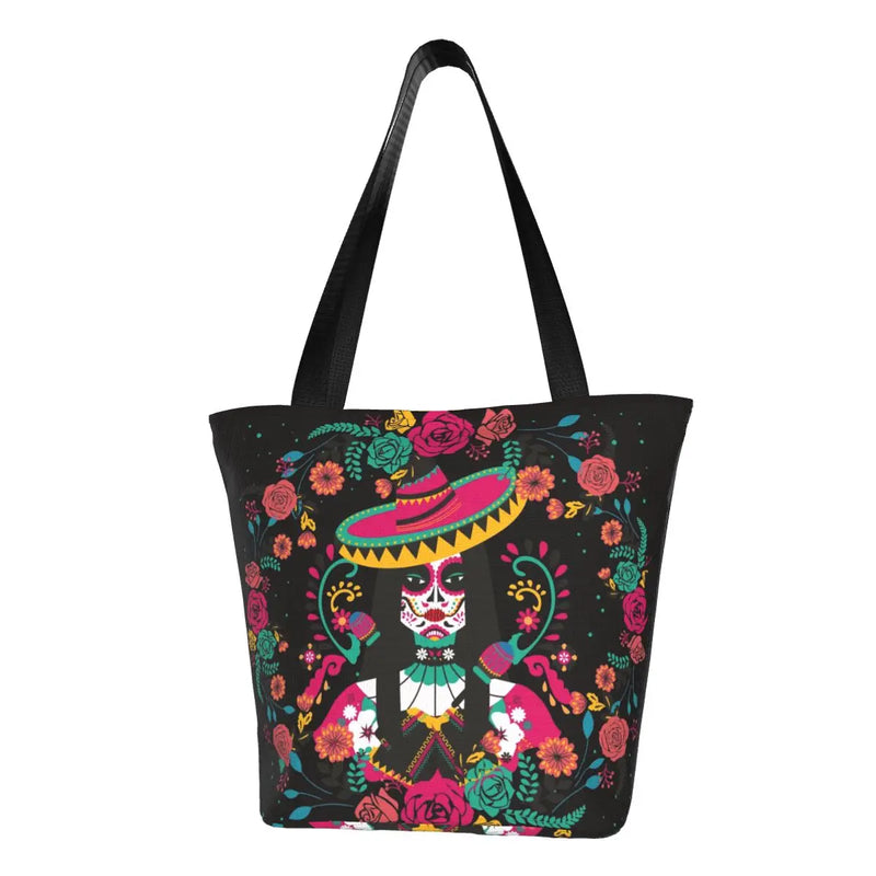 New Mexican Spanish Embroidery Flowers Tote Bags