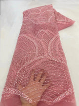 New Luxury Nigerian Sequins Handmade Beads French Tulle Lace Fabric