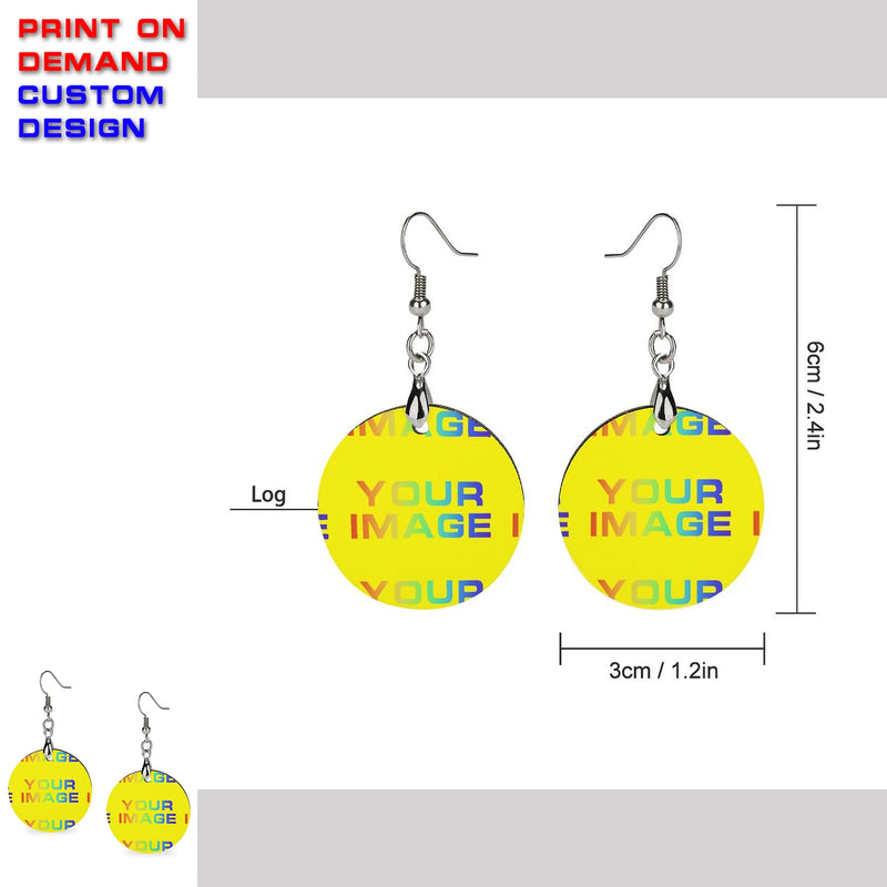 Print On Demand Customized Custom Words Name Number Earring