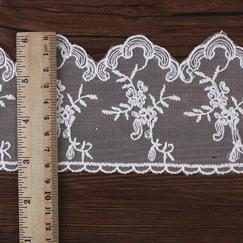 7-14.5 cm Embroidered Mesh Flower Tulle Lace