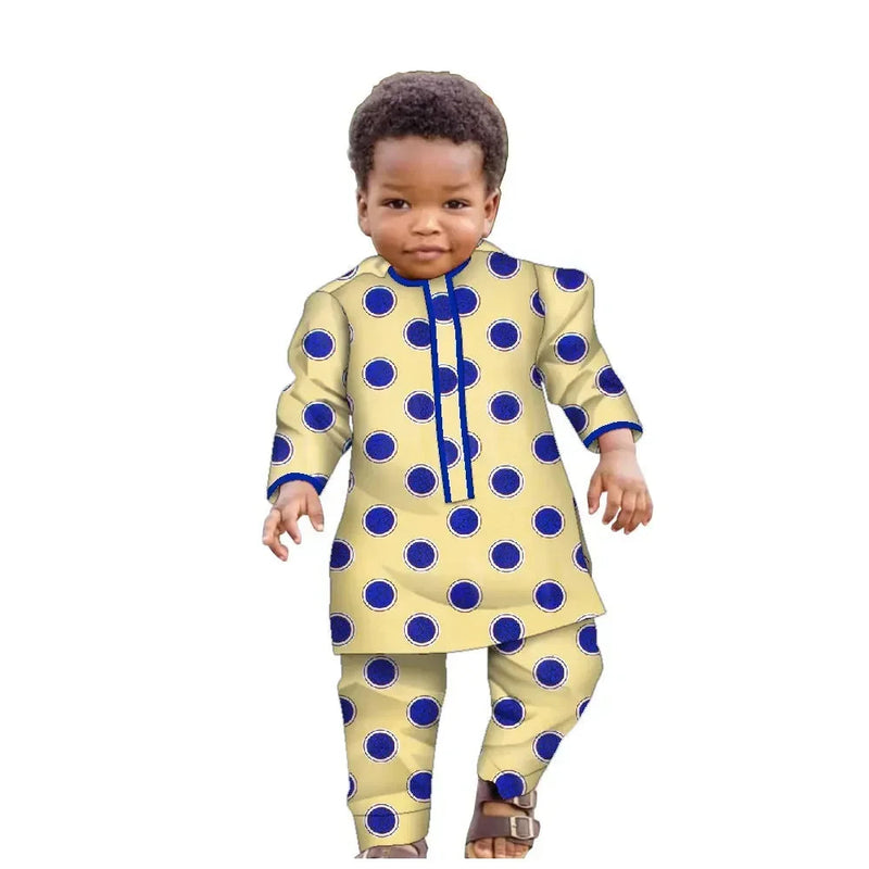 Ankara Fashion Floral Print Boy Suit 2 Pcs Set