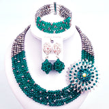 New Crystal Beaded Nigerian Wedding African Beads Jewelry Set