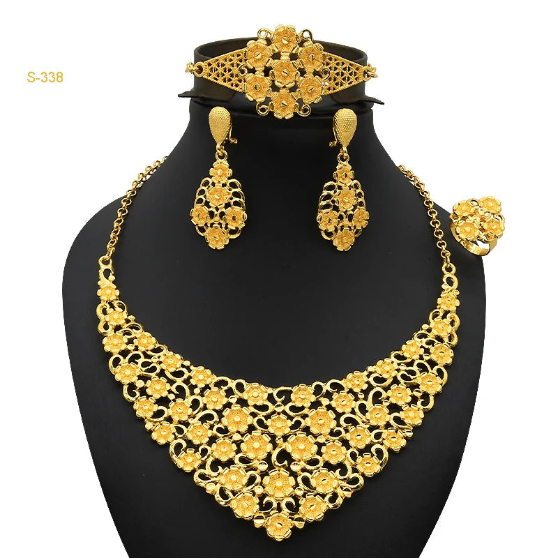 New France Luxury 24k Gold Color Jewelry Set