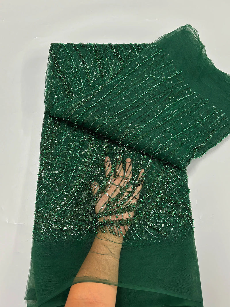 High Quality Nigerian Sequins French Tulle Lace Fabric